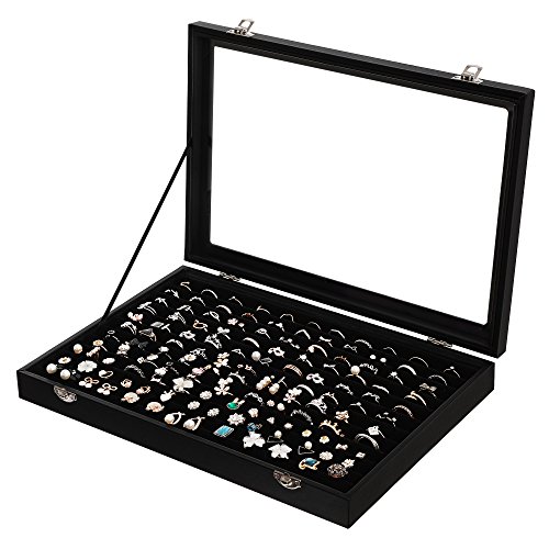 Songmics Schmucklade Ringkasten Schmuckdisplay Schatulle für ca.100 Ringe JDS301 - 2