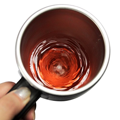 ALAIX Self Stirring Kaffeetasse – Elektro-Edelstahl-automatische Selbstmischbecher – Cute & Funny, gut für Morgen, Reisen-Weiß - 4