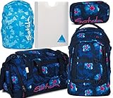 1x Sporttasche satch pack Waikiki Blue 5er Set Schulrucksack, Sporttasche, Schlamperbox, Stylerbox & Regencape Blau
