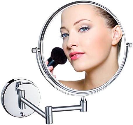 Yevita 7X Magnifying Mirror, Double-sided Vanity Mirror for Bathroom, Wall Mount 8 Inch Round with 360° Rotatable, 12 Inch Extentable Arm, Polished Chrome Finished