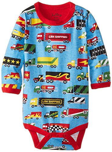 Hatley Baby Boys Long Sleeve One Piece-Big Rig Trucks Romper, Blue, 12-18 Months