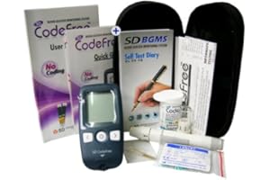 Codefree Kit SD - Medidor de glucosa en sangre, incluye tiras, lancetas y estuche