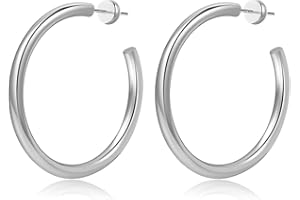 BMMYE Sterling Silber Ohrringe für Damen, leichte 14 Karat vergoldete Creolen, kleine große trendige klobige Ohrringe