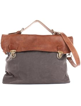 LECONI kleine Umhängetasche Retro Look Canvas Leder Schultertasche Ledertasche Damen Herren 33x26x5cm LE3026-C