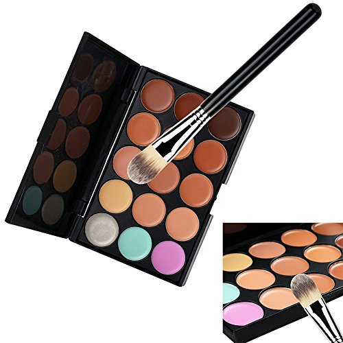 VALUE MAKERS 15 Colour Blemish Concealer Palette - Professional Makeup Contour Palette - Make Up Contour Kit - Cosmetics Tool Foundation - Primer Cream Contour Palette - Makeup Concealers Set +1pcs Foundation Powder Makeup Brush