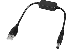 CERRXIAN 1FT DC 5V a DC 12V Cable convertidor elevador de voltaje USB, Cable adaptador de corriente con conector DC 5.5 x 2.1mm, cable USB 5V 2A a DC 12V 0.8A