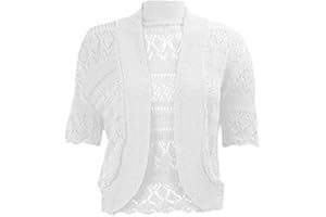 GENERIC New Women's Crochet Knitted Bolero Shrug Open Front Cardigan Top Size. UK 16-30