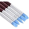 worison Rubber Tip Paint Brushes for Sculpture, Pottery, Color Shaping, Blending, Drawing, Modeling And Remove Fingerprints (Set of 5, Brown), Rubber Bristle