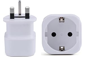 Powersky Adapter Niemcy na Anglię, adapter podróżny UK typ G, wtyczka podróżna, adapter do gniazdka, do Wielkiej Brytanii, Anglii, Irlandii, Malezji, Dubaju, Singapuru, Hong Kongu, Arabii Saudyjskiej