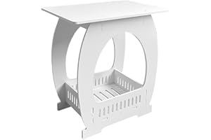 Lecerrot Piccolo tavolino, comodino, tavolino con cestino, elegante comodino per soggiorno, camera da letto bianca, comodino, per soggiorno, camera da letto, bagno, balcone