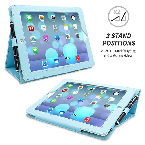 Snugg iPad Hülle – Smart Cover mit Aufsteller, elastischer Handschlaufe, Stylus-Halterung und Premium Nubuck Innenfutter Blau babyblau iPad 3 & 4 Executive - 2