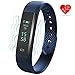 Produktbild three-t Fitness Activity Tracker mit Herzfrequenz Monitor Bluetooth 4.0 Wasserdicht Smart Armband Sport Schrittzähler mit Sleep Monitor/Schritt Tracker/Kalorienzähler für Android und IOS Smartphones, Blue-115HR