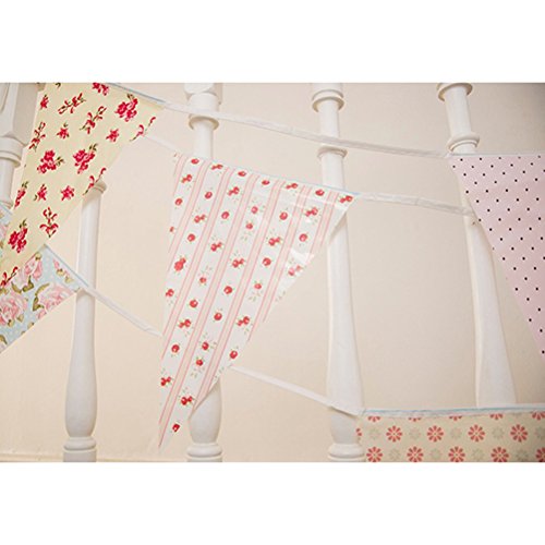 VORCOOL 10M Wimpelkette Wimpelgirlande aus Baumwolle Hochzeit Party Deko - 4