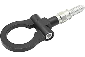 JUUDDENPARTS Car Tow Hook Towing Ring Kit, Aluminum Alloy Universal Anti-damaging, Black Euro Car Front Rear Styling Trailer Ring Eye Tow Hook Ring