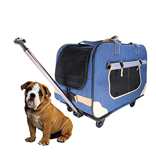 Preisvergleich Produktbild DJLOOKK Hunde Wagen Pet Kinderwagen Faltbar, Pet Trolley Leichtes, Atmungsaktives Nylon-Gitter, 2 Abnehmbare Schwenkräder Für Kinderwagen Jogger Für Welpen,Blue