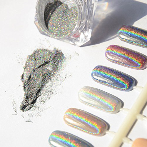 Sindy 1g/Box Holographic Nail Glitter Powder Nail Art Holo Glitters Powder Dust Rainbow Pigment Manicure Chrome Pigments