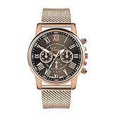 Altsommer Frauen Business Quarz Uhr aus Edelstahl Mesh Armband Uhr,Armband mit DREI Kleinem Zifferblatt,Analog Quarzuhr Männer mit Römische Ziffern, Damen Uhr Herren, (Schwarz)
