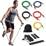LIVEHITOP Exercise Resistance Bands Set, Fitness Tubes Strength Training Equipment with Door Anchor, 2 Ankle Strap, 2 Foam Handle, Carry Pouch for Building Muscle, Fat Loss, Exercise, Yoga, Men, Women