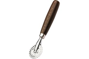 Tredoni Roue à Pâtisserie 4cm - Sertisseuse/Coupe-Tampon de Pâte Fabricant Pâtes/Ravioli/Tarte, Roue en Acier Inoxydable, Manche en Bois