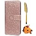 Produktbild Flip Handy Schutzhülle für Samsung Galaxy A7 2018 Case Cover mit Tier Kable Stift, Stoßfest Weich PU Leder Brieftasche Damen Herren Karten Magnet Stand Halter Klappetui (Roségold)