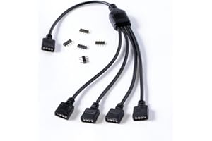Gelid Solutions Répartiteur RVB 1 à 4 - Compatible ARGB, standard 12 V RGB et 5 V ARGB - Connectez jusqu'à 4 appareils RVB.