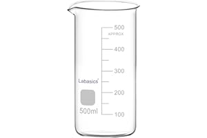 Labasics Glass Tall Beaker, Borosilicate Glass Graduated Tall Form Griffin Beaker with Pouring Spout, 1 Pack, 500 ml