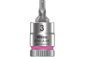 Wera 05003332001 8740 A HF Douille-Embout Zyklop pour Vis à six pans creux, à emmanchement 1/4“ avec fonction de retenue, 3, 0 x 28 mm, Rose Vif