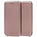 Produktbild Yokata iPhone 6s Hülle Leder Luxus Lederhülle Rose Gold Tasche Case Sehr Dünn Flip Cover PU mit Weich Silikon Soft Transparent Backcover Standfunktion Magnet Shell Puro Farbe Schutzhülle Kartenfach Handyhülle für iPhone 6 / iPhone 6s (4.7 Zoll)