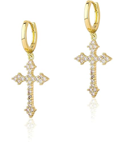 Orecchini A Perno Donna Oro/Argento | Delicata Croce Minimal Con Zirconi | Ipoallergenici E Leggeri