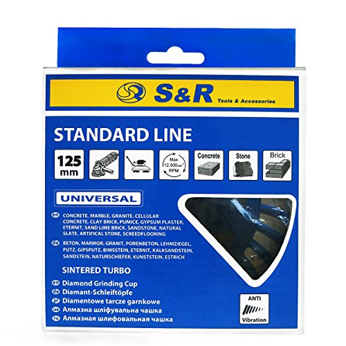 S&R Diamantschleiftopf 125×22,2 x24 mm, in Profiqualität für UNIVERSAL: Beton, Marmor, Granit, Naturstein, Kunststein, Ziegel, Mauerwerk, Putz, Estrich. - 7