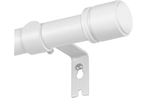 White Curtain Pole 80-218 cm, HOTOZON 25mm Extendable Curtain Poles for Eyelet Curtains, Adjustable Window Curtain Rod for Windows, Heavy Duty Drapery Rods with Cap Finials, Brackets