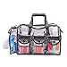 MUA LIMITED Makeup Artist Storage Bag, Clear Cosmetic Bag with Side Pockets and Shoulder Strap, Ergonomic Handle, ON THE GO Series - Clear/Grey Trim