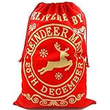 TRIXES Saco Grande Rojo con Cordones para Navidad, Estafeta, Santa Claus y Renos