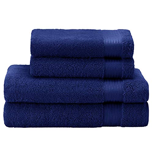 Twinzen ?Juego de 2 Toallas de Manos y 2 Toallas de Baño, de 100% Algodón, Sin Productos Químicos- Certificado Oeko Tex - Muy Absorbente Casa, Cuarto de Baño, Centro Deportivo, Gimnasio, Piscina