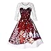 Produktbild SEWORLD 2018 Elegante Damen Frauen Frohe Weihnachten Vintage Weihnachtsmann Print Spitze Abendgesellschaft Kleid Cocktailkleider(X4-rot,EU-42/CN-2XL)
