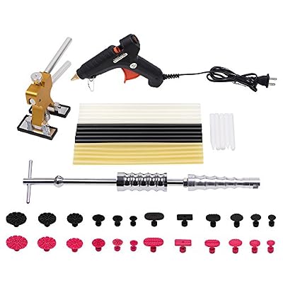 Mookis PDR Paintless Débosselage Réparation, 47PCS Carrosserie Outils de Réparation Kit, Marteau coulissant, Elévateur de Dent, Pistolet à Colle, Colle de bâton