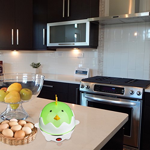 Eierkocher – Ourmall Multifunktions-Eierkocher, Eierkocher Wilderer, Gebäck Dampfgarer 7 Eier Kapazität mit CE, Rohs Bescheinigung (Hellgrün) - 2