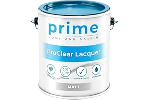 PRIME HOME AND GARDEN Prime ProClear Matt Lacquer Paint - 1 Litre Quick Drying & Durable Lacquer for Wood, Plastic, Metal, Concrete, Glass & Ceramics | Water Resistant Coating for Interior & Exterior Surfaces