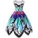 Produktbild Kleid Damen,Binggong Frauen Schmetterling Druck Sleeveless Party Kleid Vintage Swing Spitzenkleid Lässiger Rundhals-Minirock Mode Mehrfarbig AbendKleid Oversize(S-5XL)Frühling (Mehrfarbig, L)
