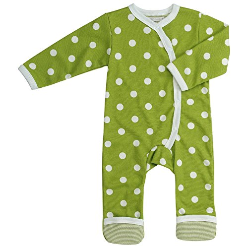 pigeon-organics for Kids Onesie Pyjamas Romper Long Spotty Green 0 M