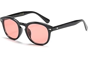 SHEEN KELLY Gafas de sol redondas vintage para mujer, estilo Johnny Depp, coloridas gafas de verano transparentes con lente tintada capitán pirata