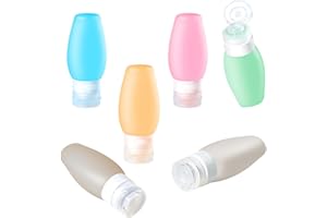 Uervoton Approvato TSA Set di bottiglie da viaggio portatili Contenitori da viaggio ricaricabili in silicone a tenuta stagna per articoli da toeletta da viaggio con sacchetto Quart da 6 pezzi (6pack)