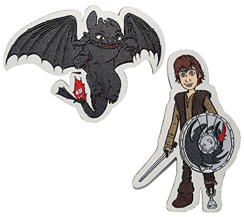 Aufnäher / Bügelbilder – “ Dragons – Drachenzähmen leicht gemacht “ – 9,5 cm * 7,2 cm – Applikation – Flicken gewebt – Hick / Ohnezahn / Astrid Hofferson – Jungen / Drachen – Fledermaus – Nachtschatten / Drachenreiter - 3