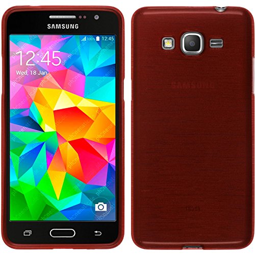 PhoneNatic Funda de silicona para Samsung Galaxy Grand Prime - brushed rojo - Cover Cubierta protector de pantalla PhoneNatic Funda de silicona para Samsung Galaxy Grand Prime - brushed rojo - Cover Cubierta protector de pantalla