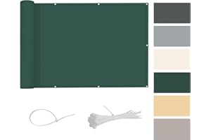 COOL AREA Brise-Vue pour Balcon PES Couverture de confidentialité Écran Vent Protection UV Opaque Résistant aux Intempéries,95x1000cm,Dark Green(Personnalisation)
