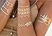 CrazyGadget® Metallic Temporary Tattoos Silver Gold Black Colour Flash Body Jewellery Necklace Bracelets Sticker Sheet (Design 005)