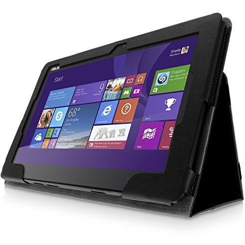 igadgitz Schwarz PU Ledertasche Hülle Folie für Asus Transformer Book T200TA 11.6 Zoll mit Multi-Winkel Betrachtungs + Auto Sleep/Wake + Stylus-Stift Elastischen Halter + Displayschutzfolie - 7