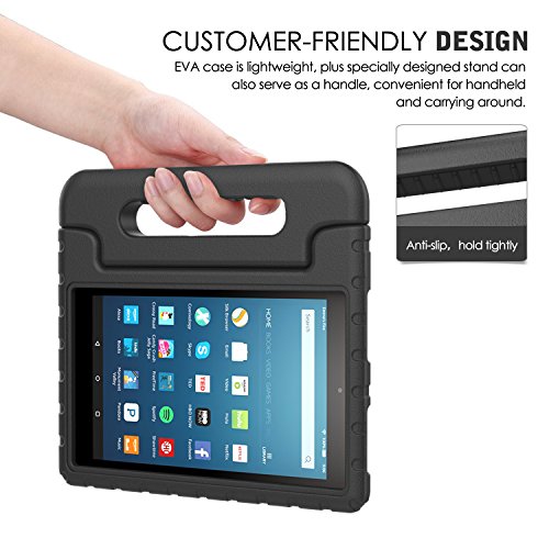 MoKo Hülle für Fire HD 2016 8 Zoll – Superleicht EVA Kids Shock Proof Cover Stoßfest Kindgerechte Schutzhülle für Fire HD Tablet (Vorherige 6. Generation – 2016), Schwarz - 7