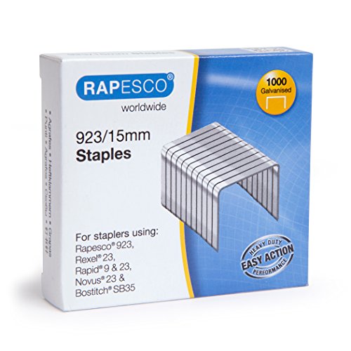 Rapesco Grapas - Caja de 1000 grapas 923 15 mm tipo 23 para grapadoras de gruesos Rapesco Grapas - Caja de 1000 grapas 923 15 mm tipo 23 para grapadoras de gruesos