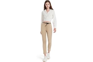 GLOWELFA - Pantalones de vestir para mujer, pantalones casuales, elásticos, pantalones de trabajo de algodón, para mujer, corte delgado para uso profesional